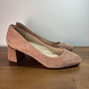 Cole Haan Womens 9.5 C Pinkish Beige Nude Block Heel Suede Pumps Heels Neutral